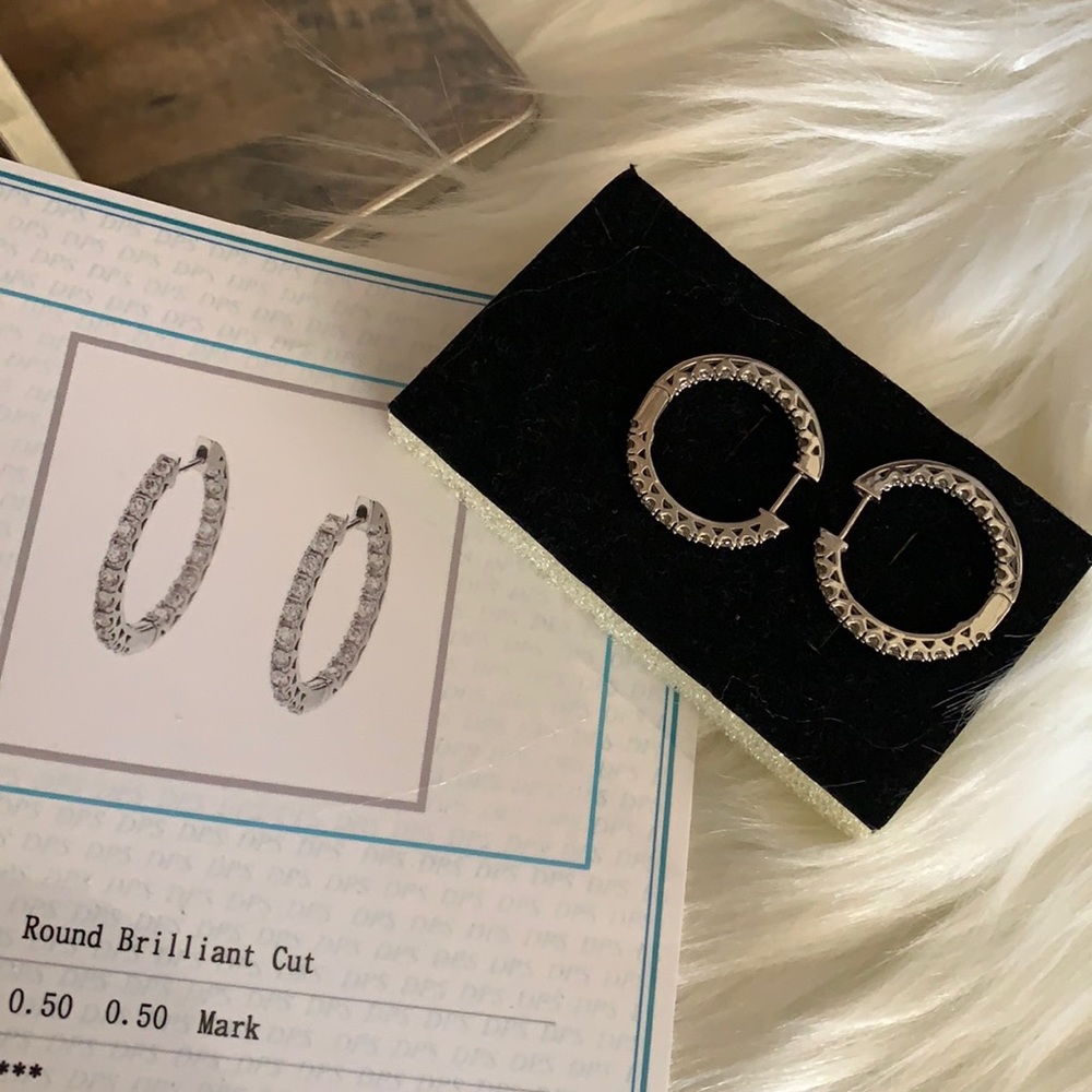 💎100% guarantee original k18 WG hoop earrings